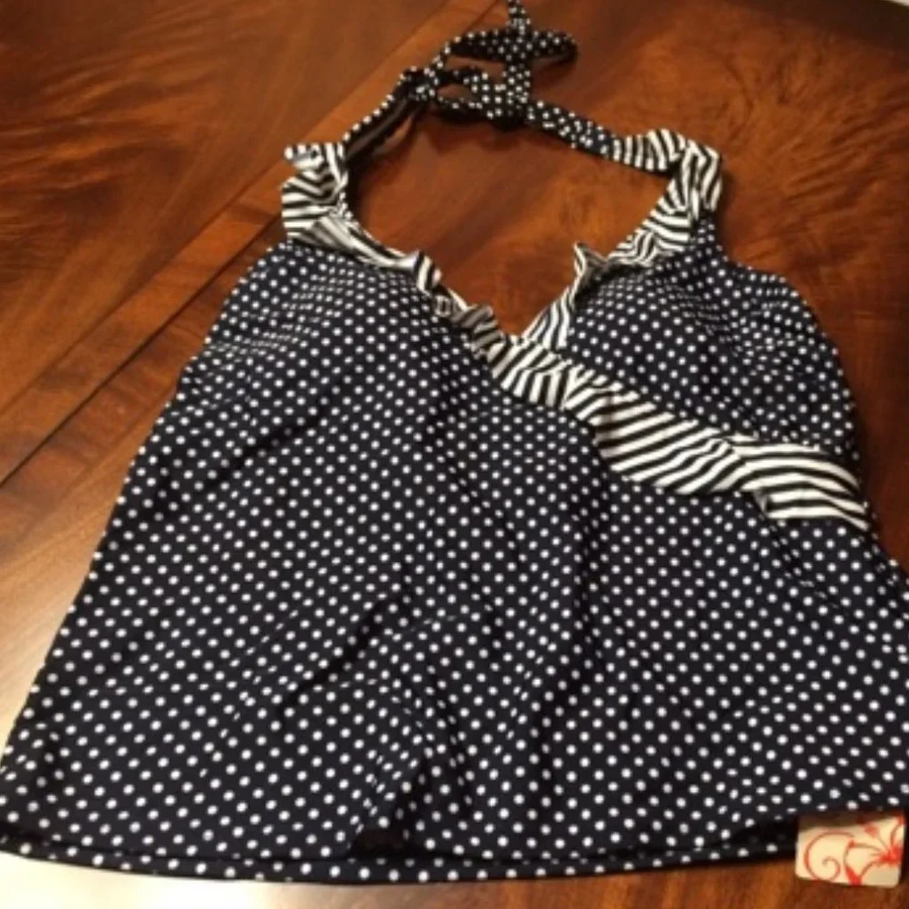 Very Stylish Polka Dot Bikini top, Halter style (Cami) - 12, NWT